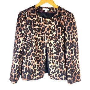 Charter Club Brown Leopard Print Toggle Clasp Jacket Blazer